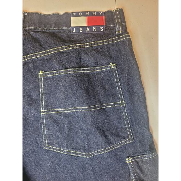 Vintage Tommy Jeans Tommy Hilfiger Carpenter Shorts/Jorts Y2K Baggy Denim| Sz 38 - Picture 13 of 16
